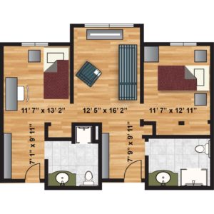 Cypress Floor Plan 876 sq. ft.