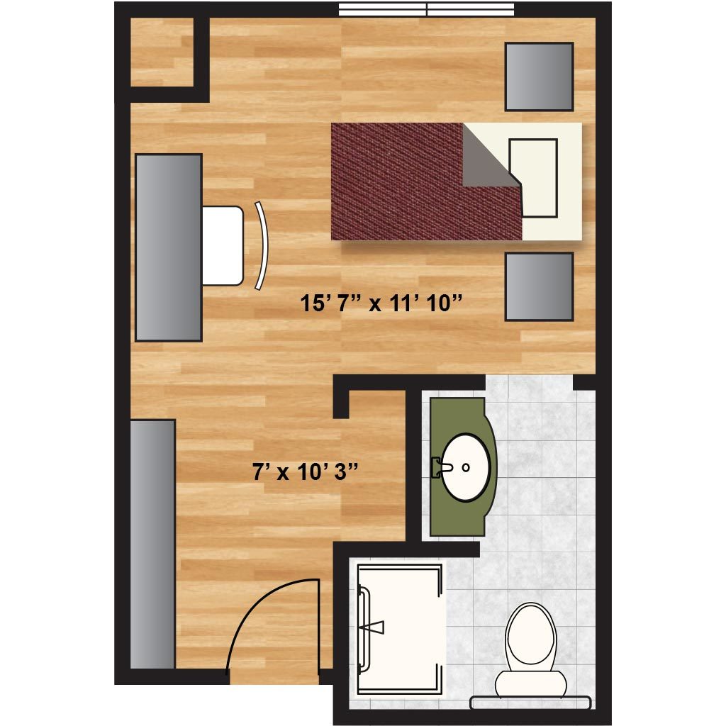 Elm Floor Plan 347 sq. ft.