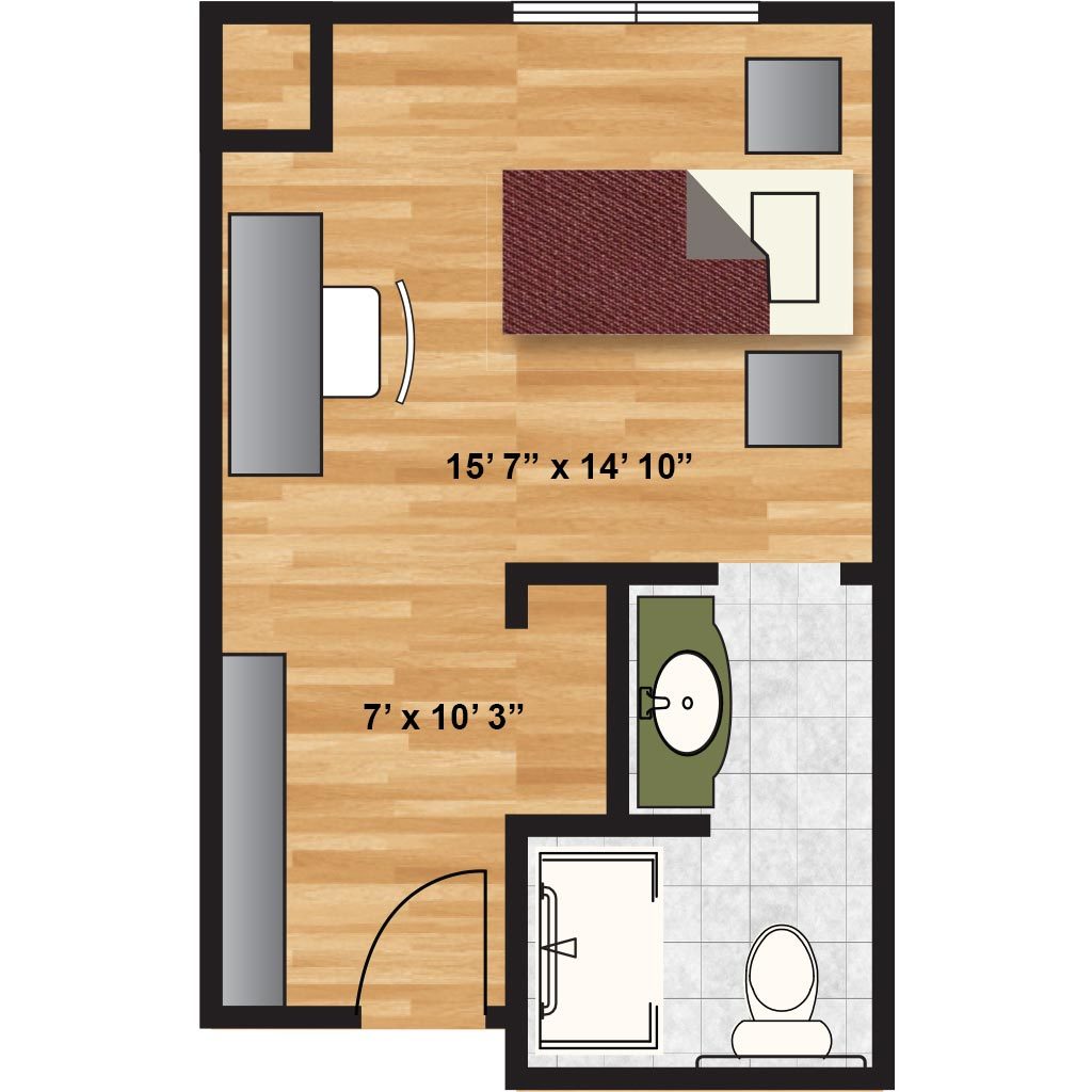 Elm Floor Deluxe Plan 394 sq. ft.